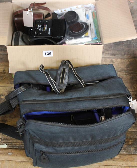 Vintage cameras, various, inc Zeis Ikon Bellows, Canon EOS600, Canon A-1, Polaroid, accessories etc